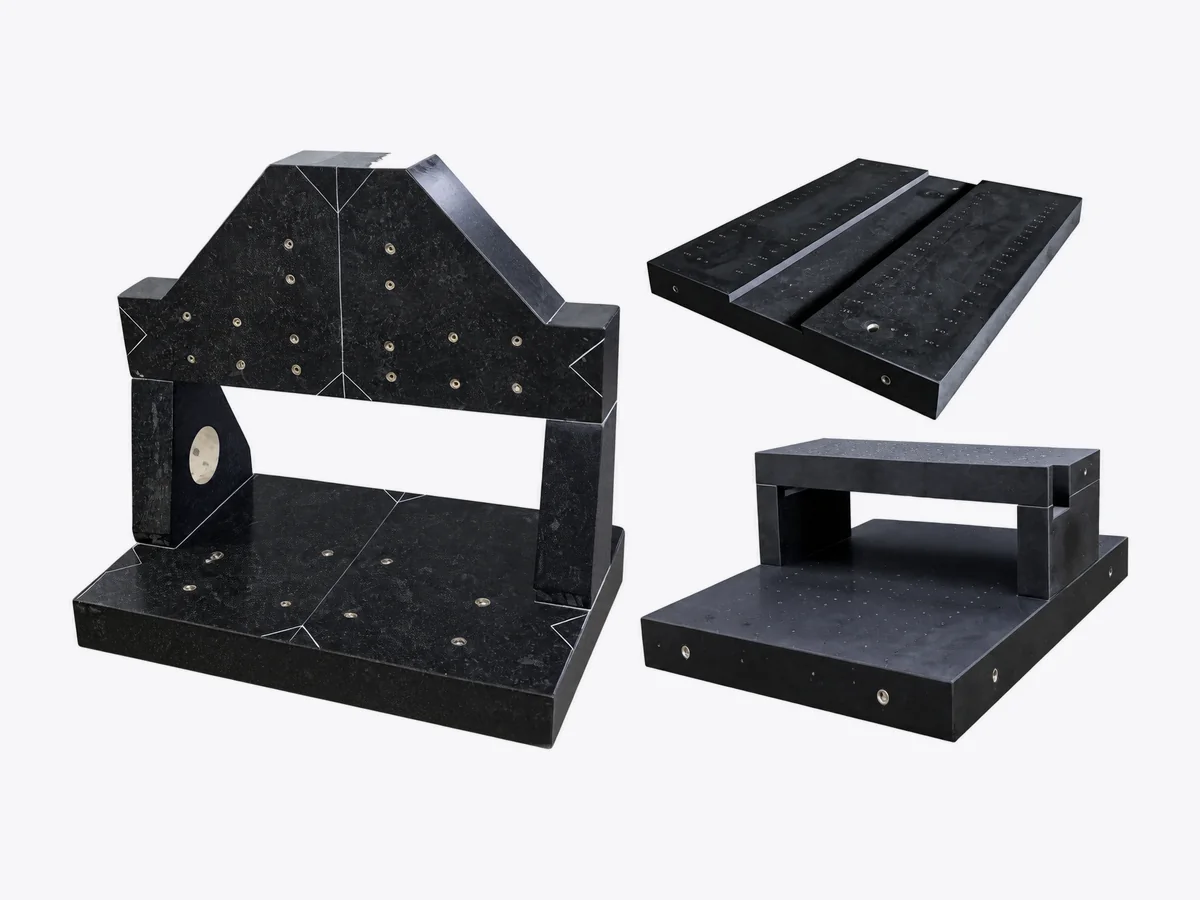 Granite bridge and base structures for laser machines