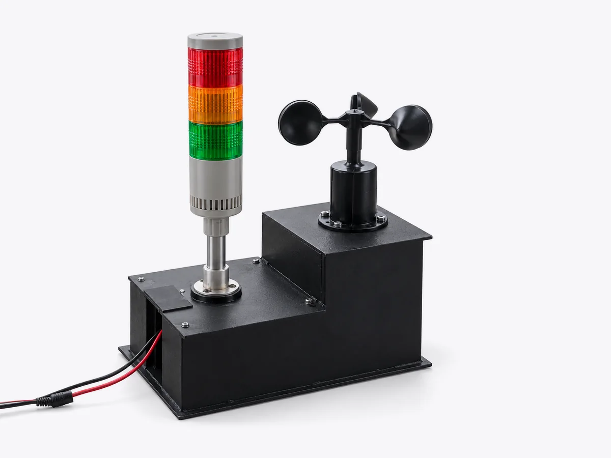 Weather monitoring system with anemometer and signal tower